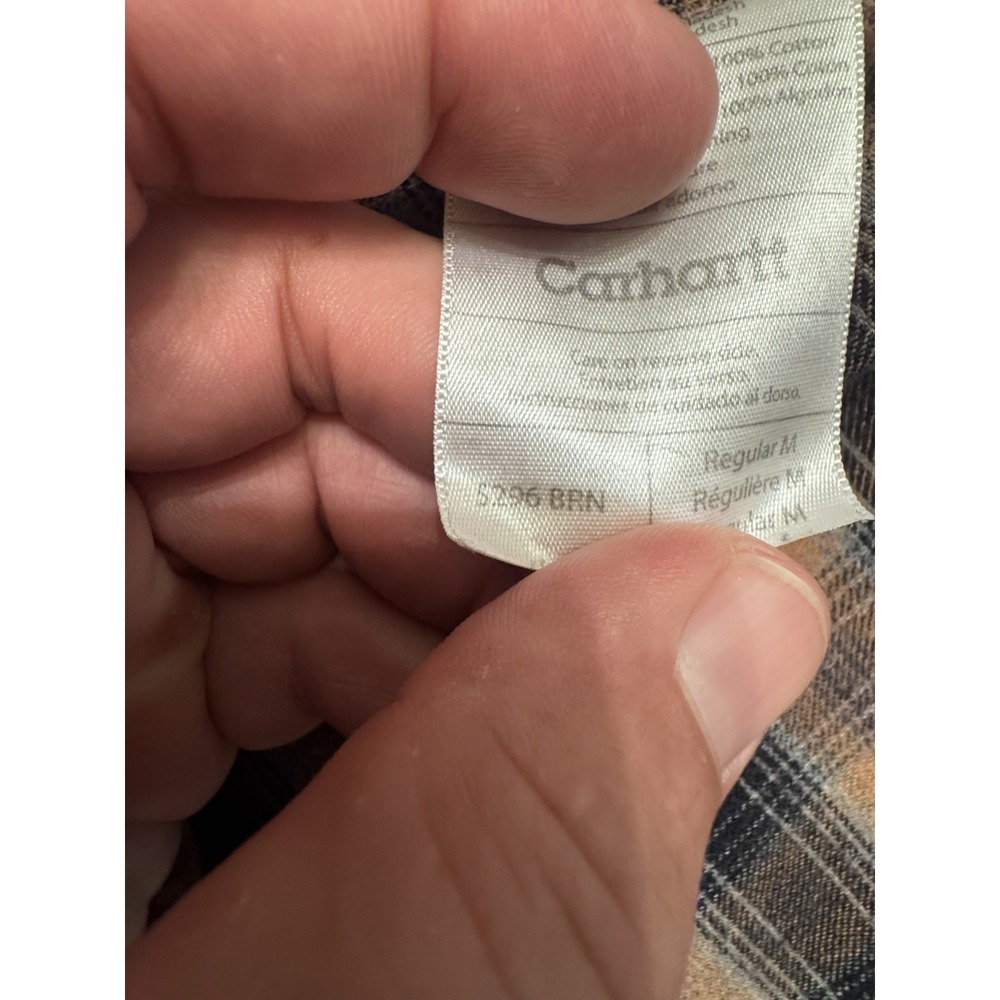 Carhartt Flannel Lined Duck Canvas Shirt Jacket Mens M Brown Snap S296brn - Picture 10 of 15